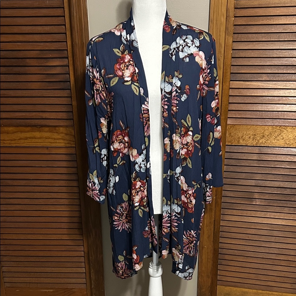 Pink Clover Navy Floral Swim Coverup